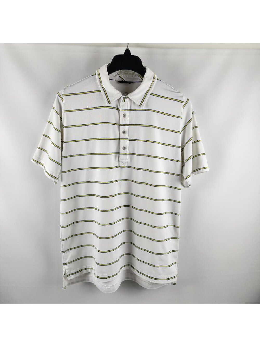 Zero Restriction Shirt Mens Large White Multi Striped S/S Golf Performance Polo